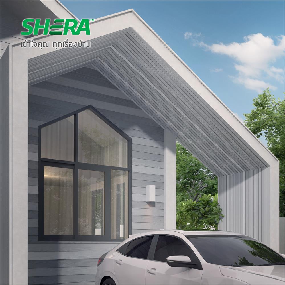 ไม้ระแนง SHERA ลายเสี้ยน ขอบวี หน้า 3 นิ้ว 0.8X7.5X300 ซม. สีไลท์เกรย์
