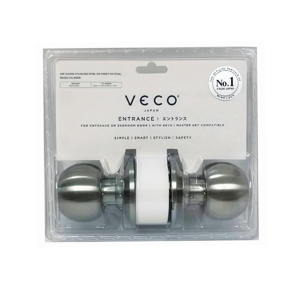 ลูกบิดห้องน้ำ หัวกลม VECO 2871 สีสเตนเลส 6 แพ็ก/ลัง