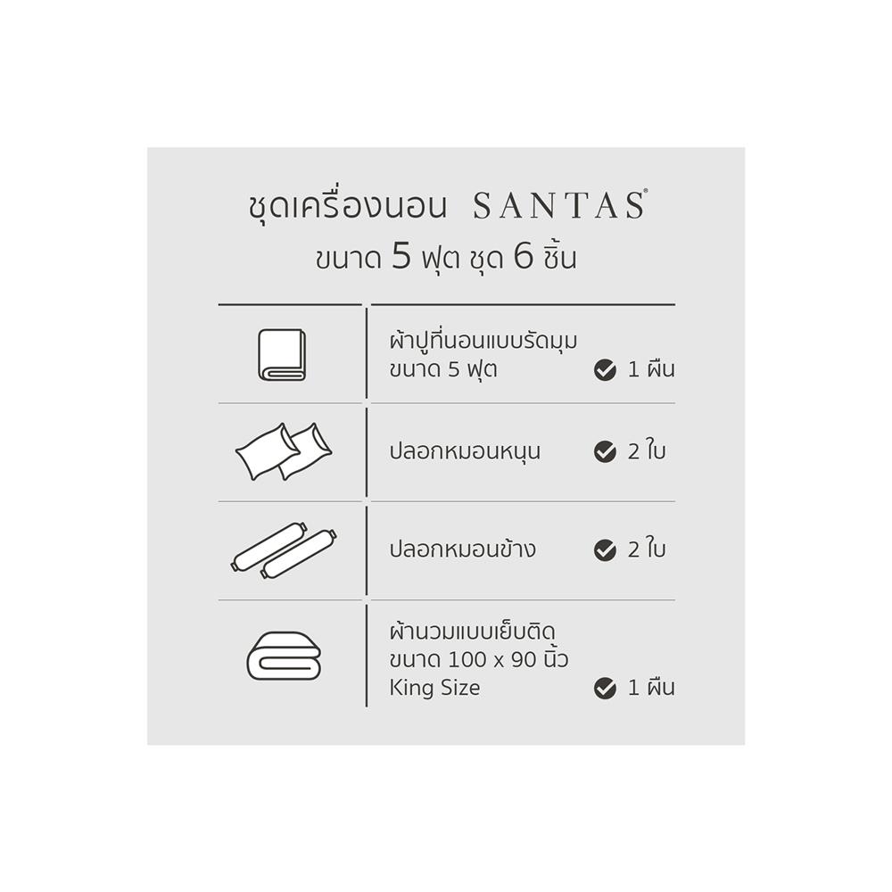 ชุดผ้าปูที่นอน 5 ฟุต 6 ชิ้น SANTAS PRODIGY GN