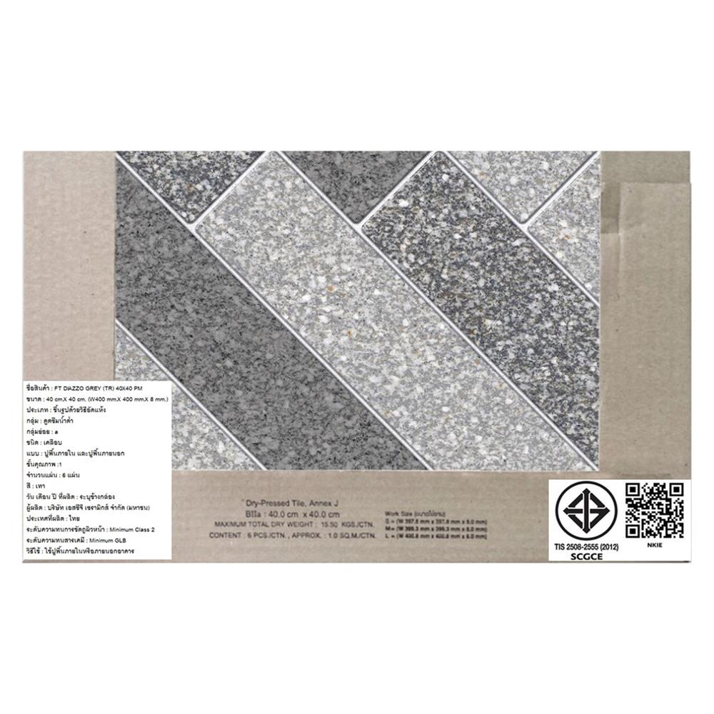 กระเบื้องพื้น 16x16 นิ้ว TARA ดิอาซโซ เทา PM 0.96 ตร.ม.