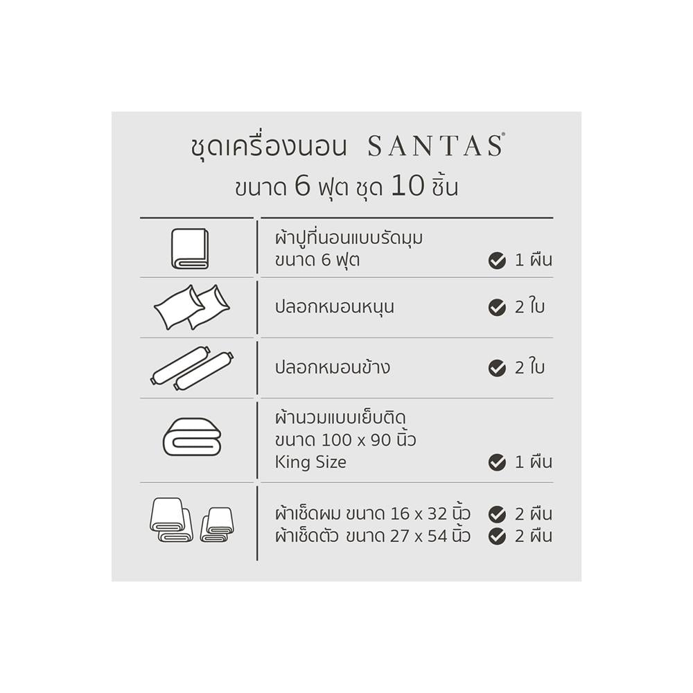 ชุดผ้าปูที่นอน 6 ฟุต 10 ชิ้น SANTAS FELINE BL