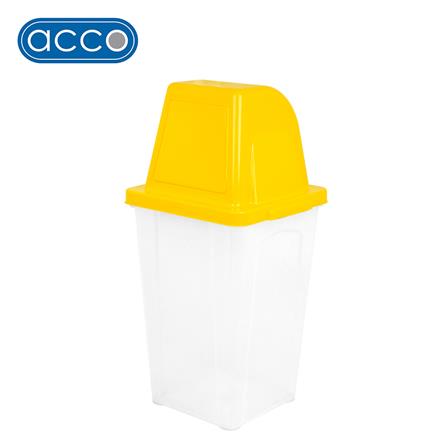 ถังขยะเหลี่ยมฝาสวิง ACCO 40 ลิตร สีเหลือง/ใส_1