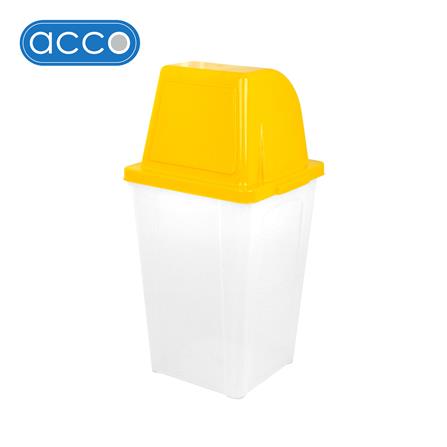 ถังขยะเหลี่ยมฝาสวิง ACCO 60 ลิตร สีเหลือง/ใส