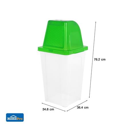 ถังขยะเหลี่ยมฝาสวิง ACCO 40 ลิตร สีเขียว/ใส_5