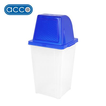 ถังขยะเหลี่ยมฝาสวิง ACCO 60 ลิตร สีน้ำเงิน/ใส