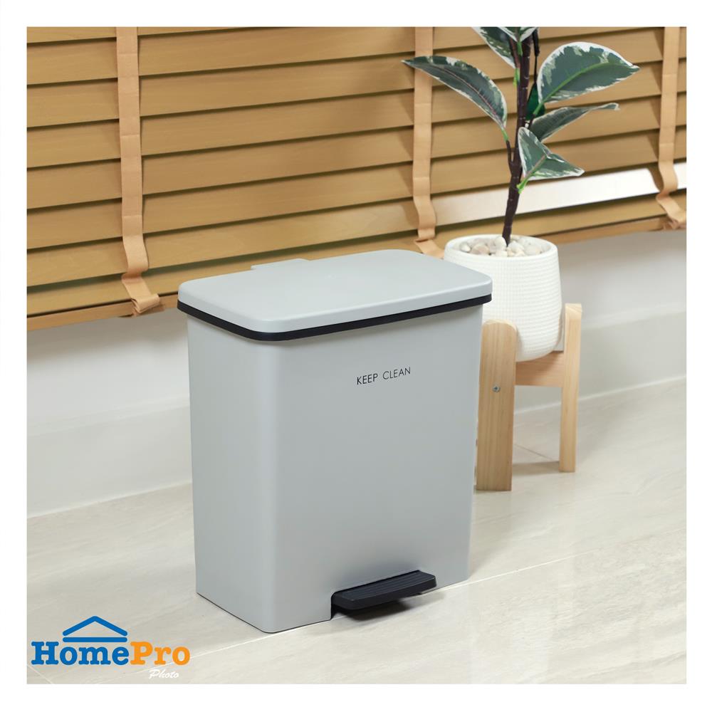 ถังขยะเหยียบเหลี่ยม DKW SOFT CLOSE 10 ลิตร สีเทา