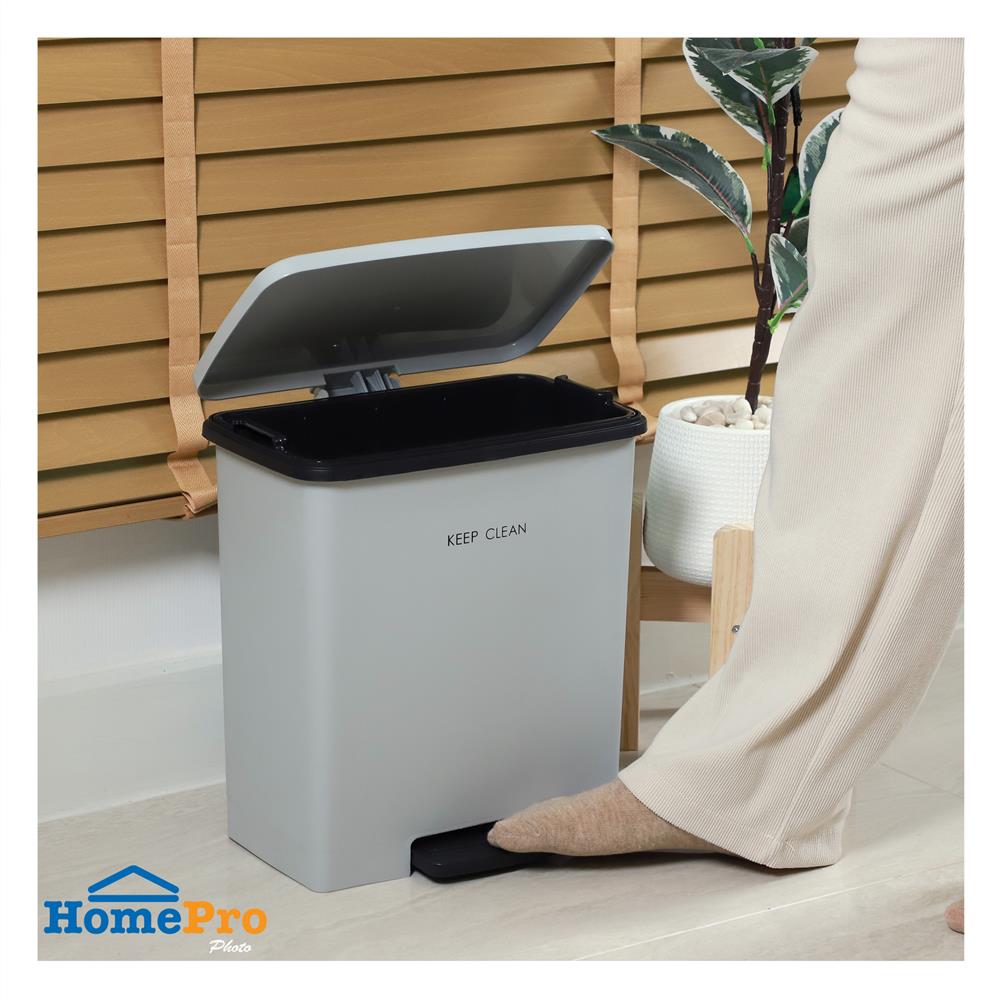ถังขยะเหยียบเหลี่ยม DKW SOFT CLOSE 10 ลิตร สีเทา