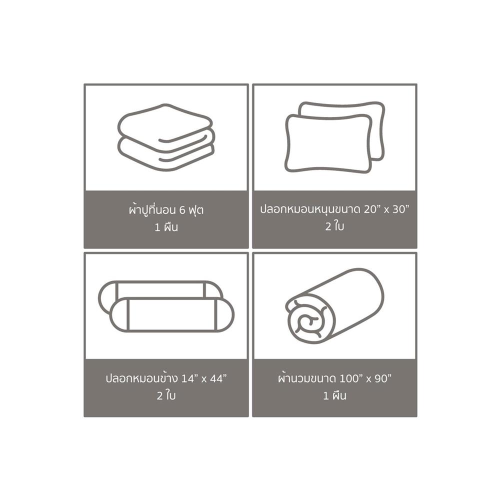 ชุดผ้าปูที่นอน 6 ฟุต 6 ชิ้น SATIN PLUS SOLID PS017