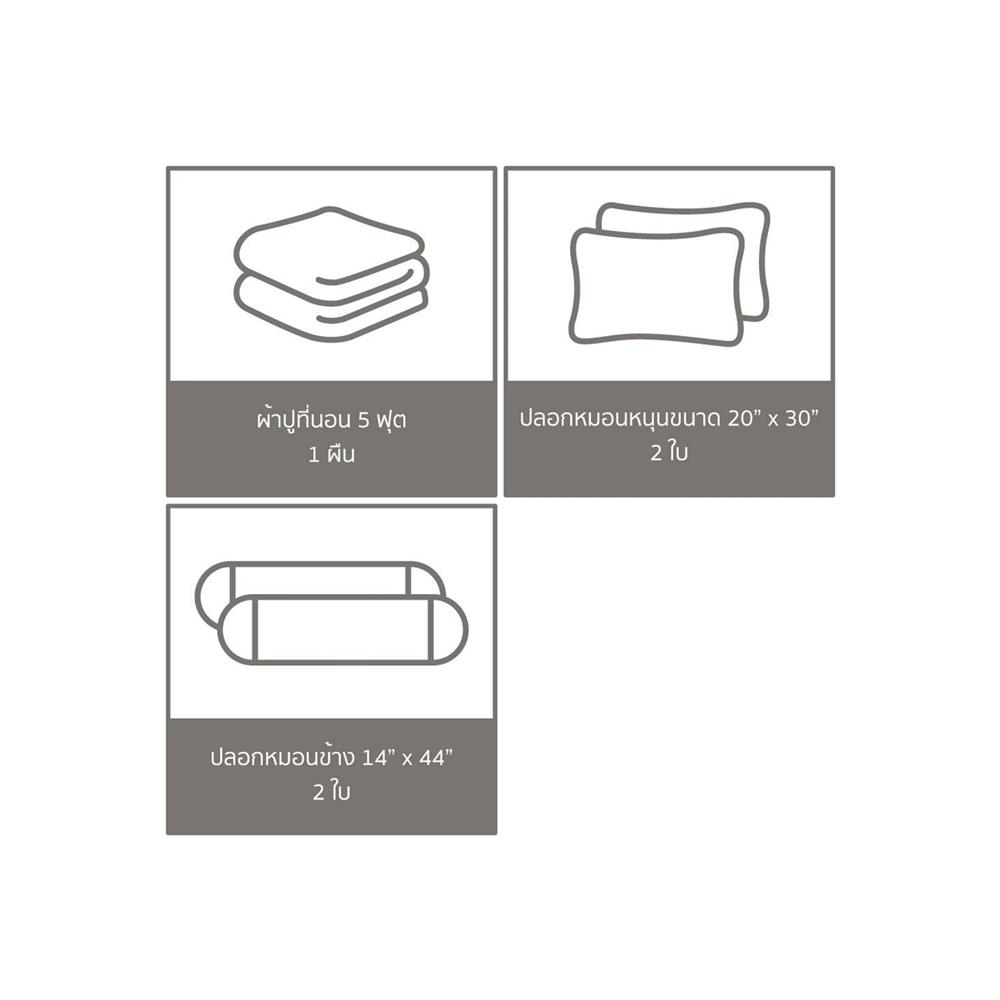 ชุดผ้าปูที่นอน 5 ฟุต (ชุด 5 ชิ้น) SATIN PLUS SOLID PS020