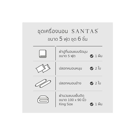 ชุดผ้าปูที่นอน 5 ฟุต 6 ชิ้น SANTAS PRODIGY IN_6