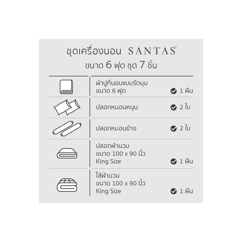 ชุดผ้าปูที่นอน 6 ฟุต 7 ชิ้น SANTAS SPHERIC GR