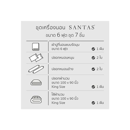 ชุดผ้าปูที่นอน 6 ฟุต 7 ชิ้น SANTAS SPHERIC GR_7
