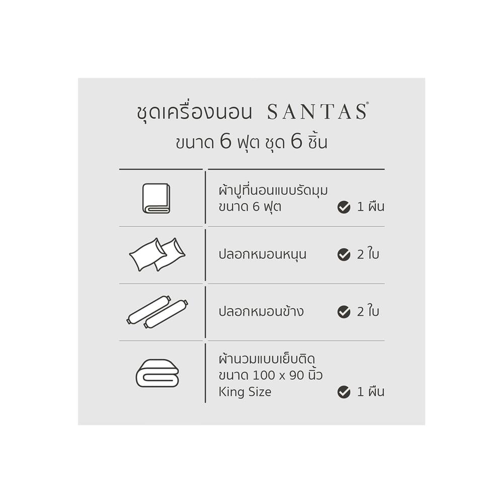 ชุดผ้าปูที่นอน 6 ฟุต 6 ชิ้น SANTAS CANNA OS