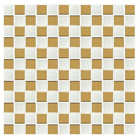 โมเสคแก้ว 30x30 ซม. GLASCERA แชคเกอร์ ไวท์ สีขาวทอง_0