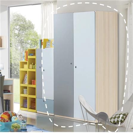 ตู้เสื้อผ้า 2 บานเปิด SB FURNITURE KIDZIO 19106658 120 ซม. สีเทา/ขาว_2