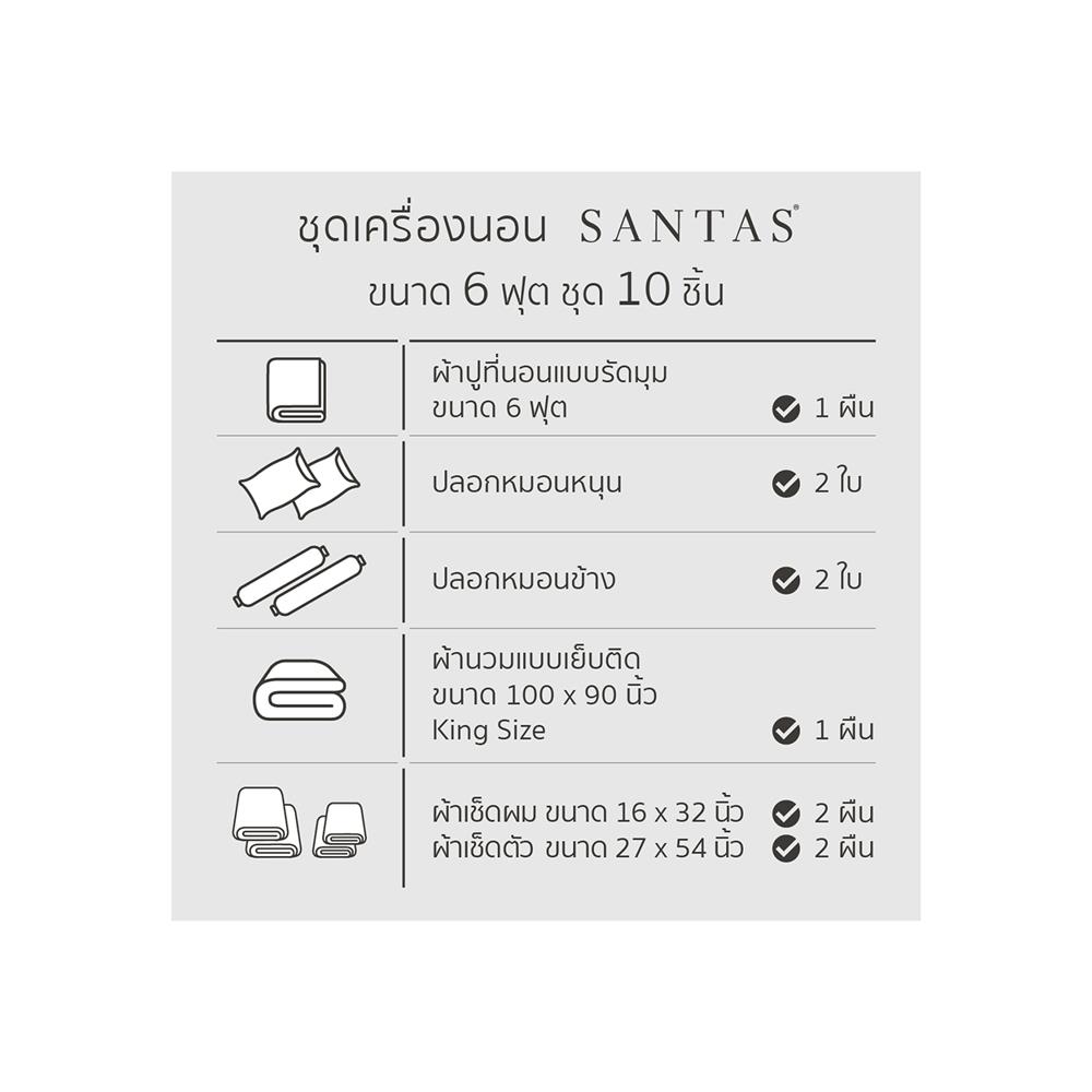 ชุดผ้าปูที่นอน 6 ฟุต 10 ชิ้น  SANTAS MAYFLOWER PI