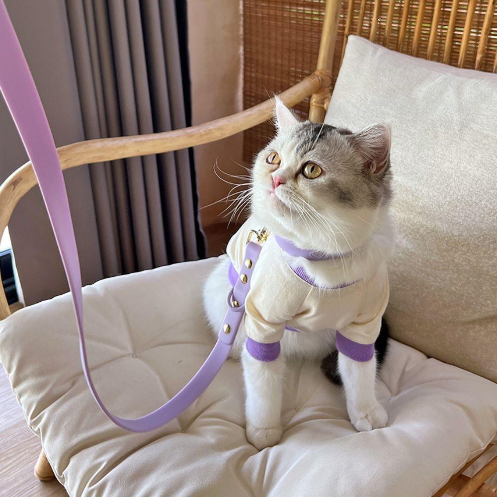 เซ็ตปลอกคอสัตว์เลี้ยง พร้อมสายจูง CLAWSET LET'S GO ไซซ์ S สี Lavender