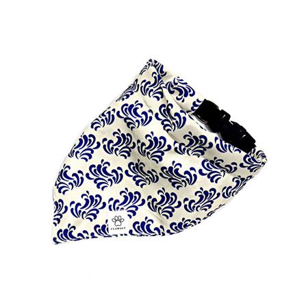 ผ้าพันคอสัตว์เลี้ยง CLAWSET ลายคลื่นญี่ปุ่น ไซซ์ S สีครีม_0