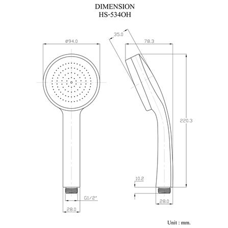 ฝักบัวเฉพาะหัว 1 ระดับ HANG HS-534OH_1