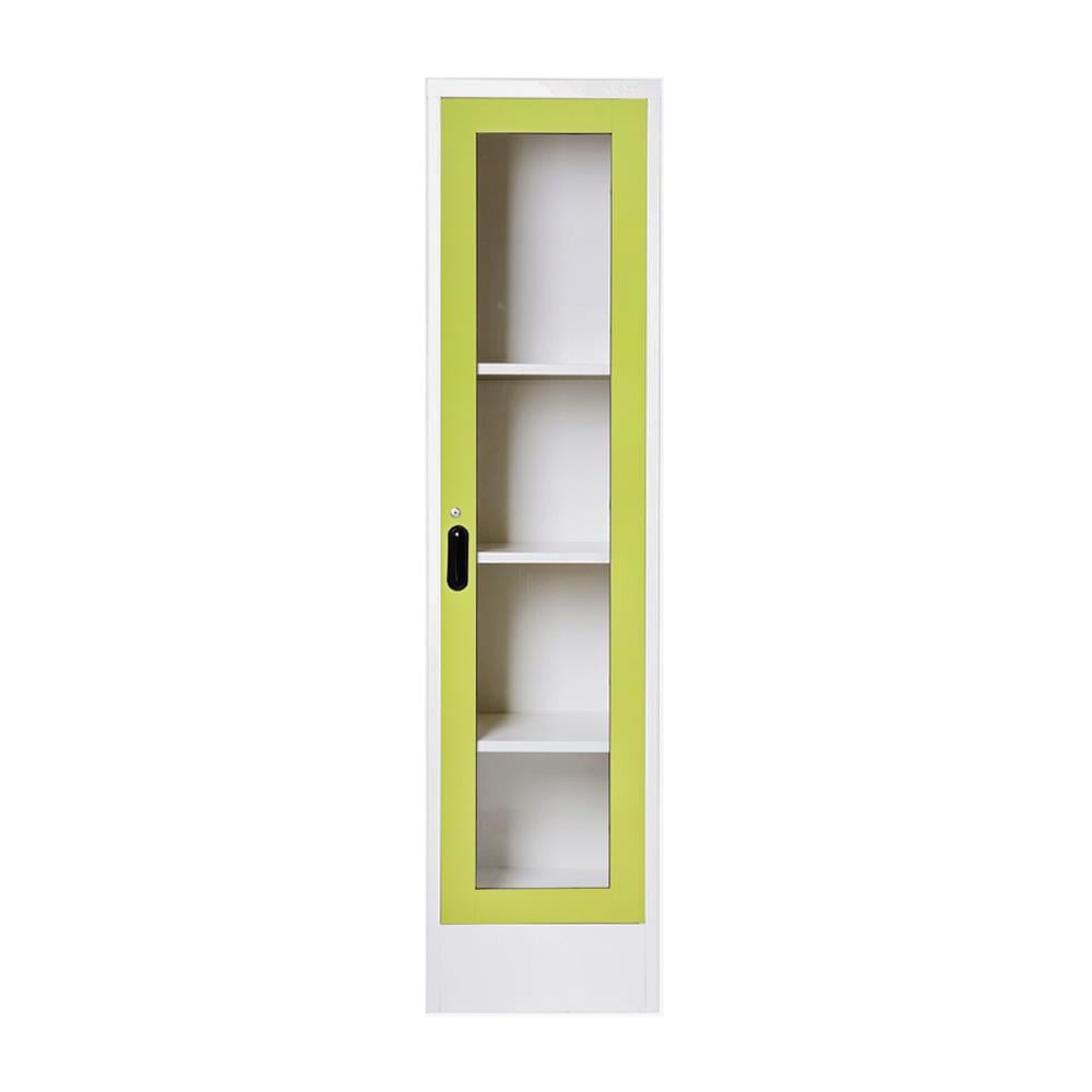 ตู้เหล็กสูงบานเปิดกระจก KIOSK LT-004 GR สีขาว/เขียว