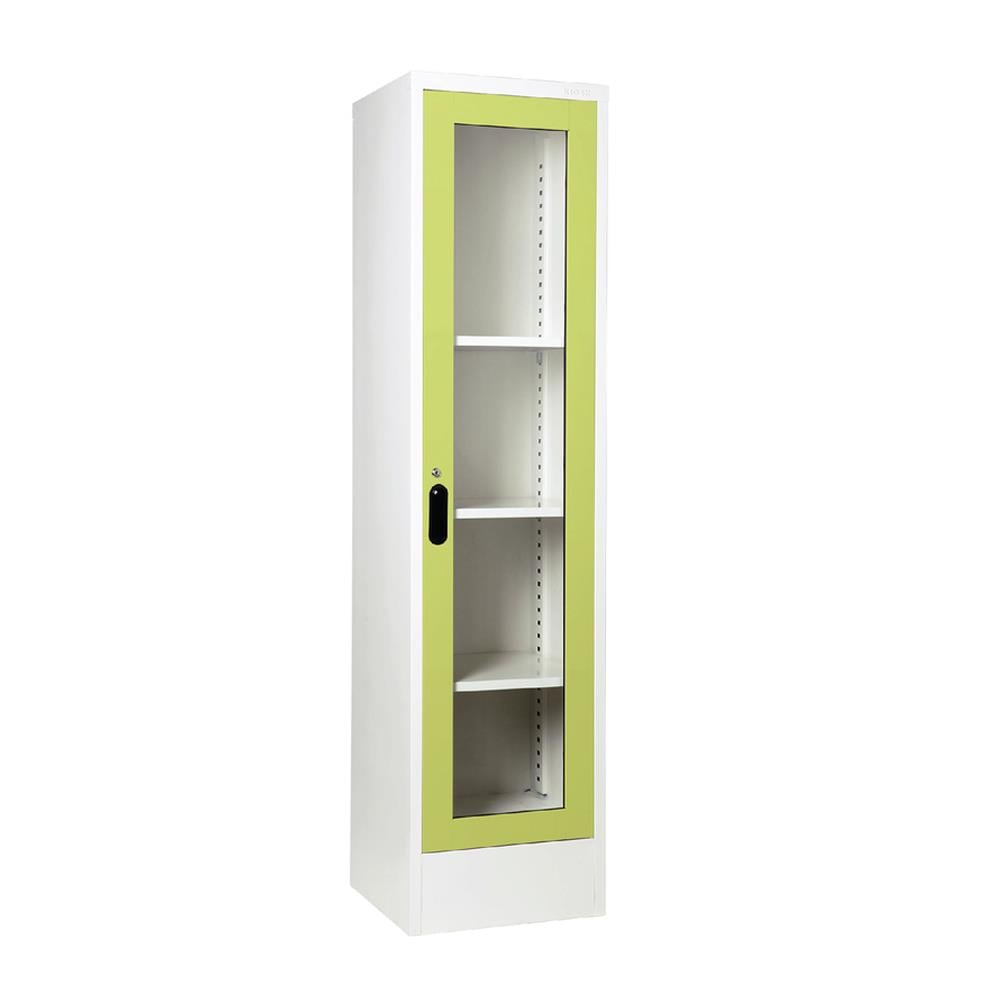 ตู้เหล็กสูงบานเปิดกระจก KIOSK LT-004 GR สีขาว/เขียว
