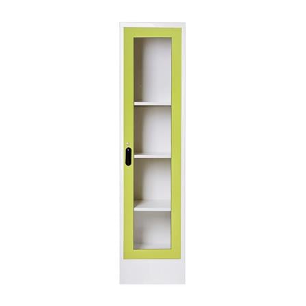 ตู้เหล็กสูงบานเปิดกระจก KIOSK LT-004 GR สีขาว/เขียว_0