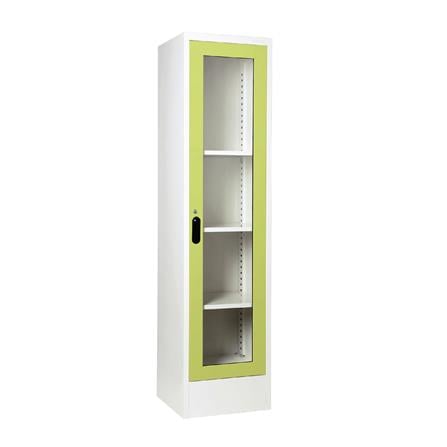 ตู้เหล็กสูงบานเปิดกระจก KIOSK LT-004 GR สีขาว/เขียว_1