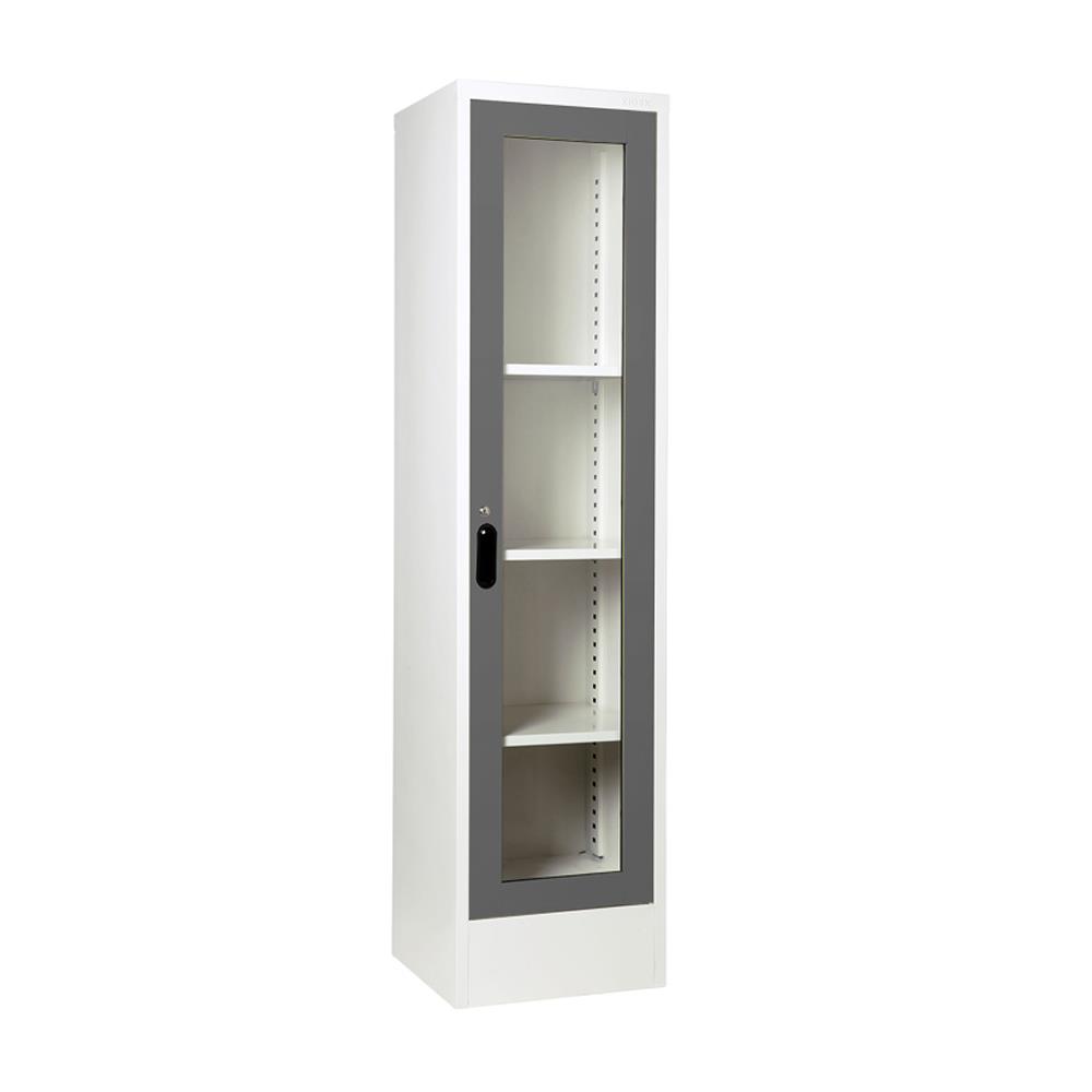ตู้เหล็กสูงบานเปิดกระจก KIOSK LT-004 G1 สีเทา