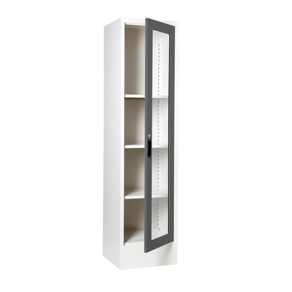ตู้เหล็กสูงบานเปิดกระจก KIOSK LT-004 G1 สีเทา