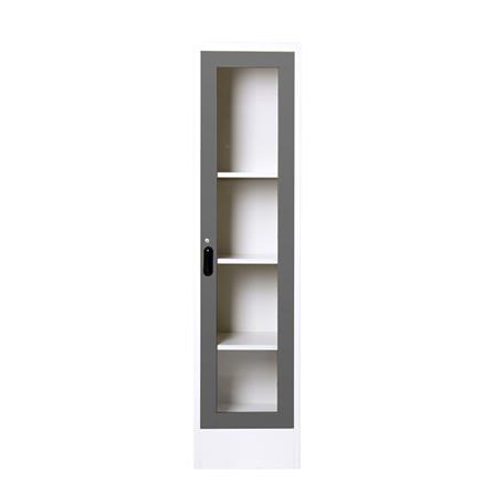 ตู้เหล็กสูงบานเปิดกระจก KIOSK LT-004 G1 สีเทา_0