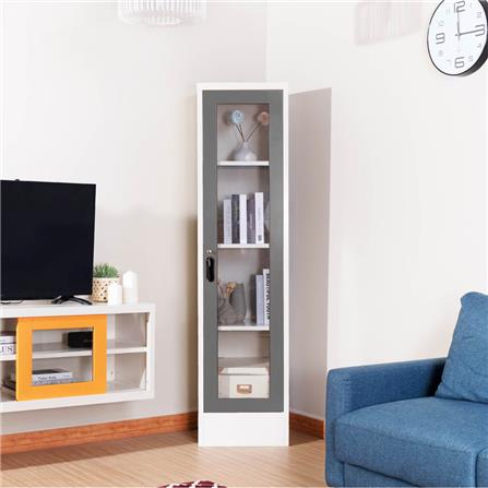 ตู้เหล็กสูงบานเปิดกระจก KIOSK LT-004 G1 สีเทา_3