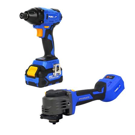 ชุดไขควงกระแทกและเครื่องเจียรไร้สาย (พร้อมแบตเตอรี่และแท่นชาร์จ) PUMA PM-223BL+PM490BL 20 โวลต์_0