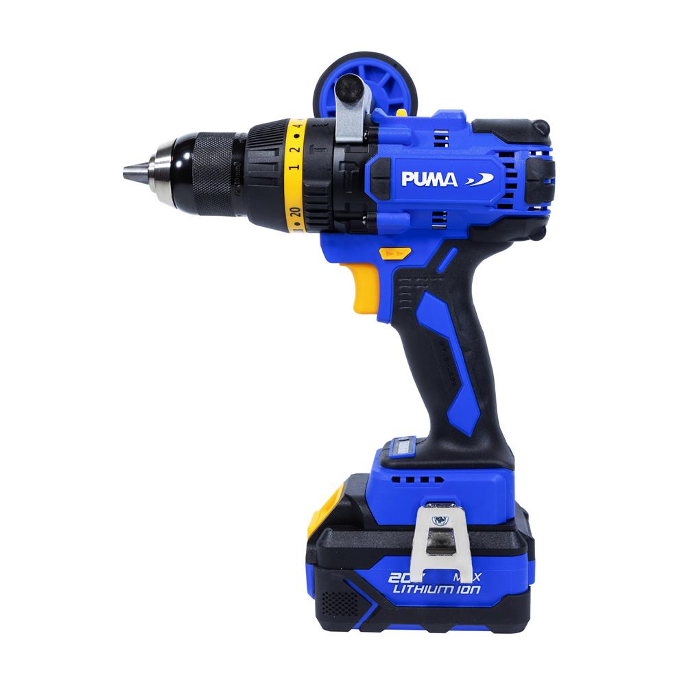 ชุดสว่านกระแทกและเครื่องเจียรไร้สาย (พร้อมแบตเตอรี่และแท่นชาร์จ) PUMA PM280+PM490BL 20 โวลต์