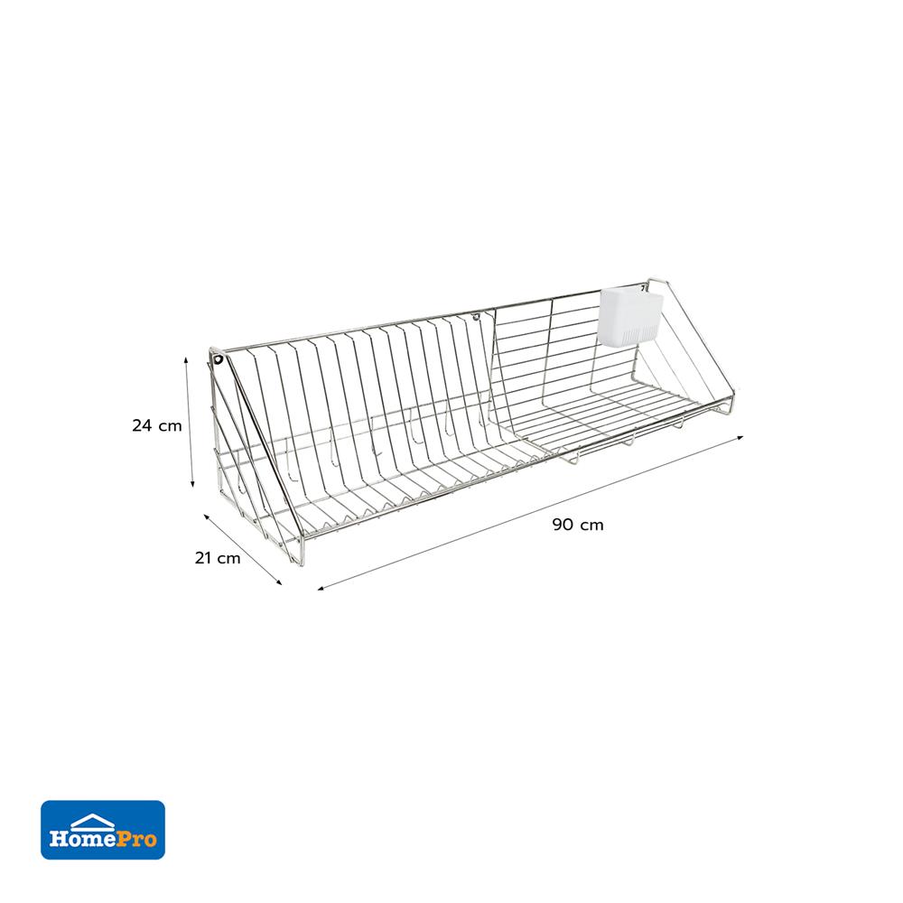 ชั้นคว่ำจานสเตนเลสติดผนัง 90 ซม. KECH NAPA