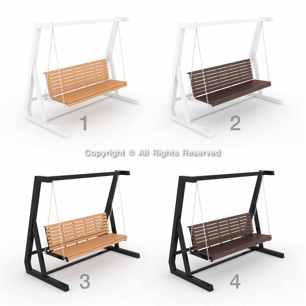 ชิงช้า 3 ที่นั่ง BUA DESIGN WINTER ECO WOOD สีไม้ธรรมชาติ/ดำ