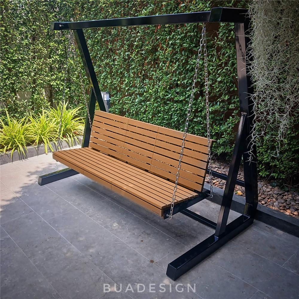 ชิงช้า 3 ที่นั่ง BUA DESIGN WINTER ECO WOOD สีไม้ธรรมชาติ/ดำ