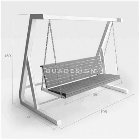 ชิงช้า 3 ที่นั่ง BUA DESIGN WINTER ECO WOOD สี OAK/ดำ_5