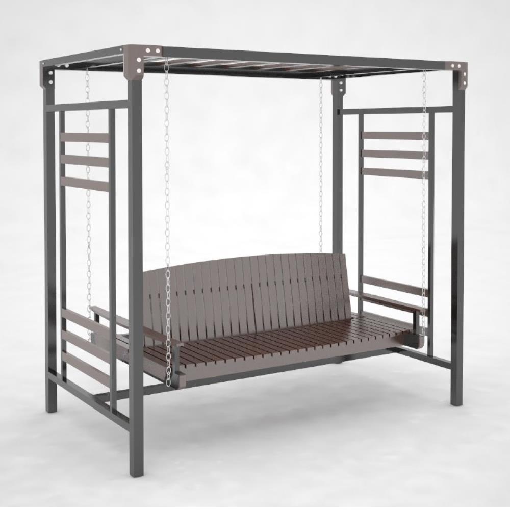 ชิงช้า 3 ที่นั่ง BUA DESIGN SPRING ECO WOOD สี OAK/ดำ