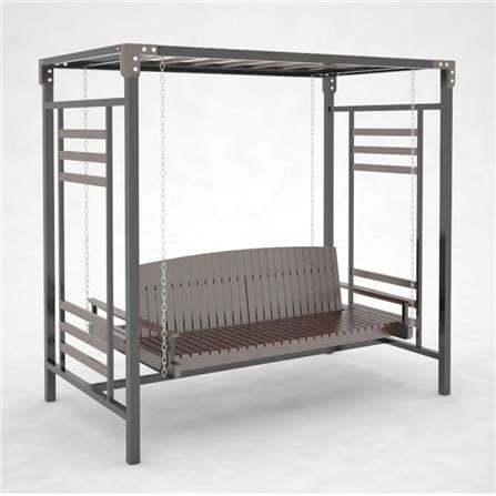 ชิงช้า 3 ที่นั่ง BUA DESIGN SPRING ECO WOOD สี OAK/ดำ_1
