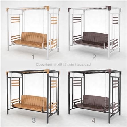 ชิงช้า 3 ที่นั่ง BUA DESIGN SPRING ECO WOOD สี OAK/ดำ_3