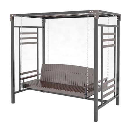 ชิงช้า 3 ที่นั่ง BUA DESIGN SPRING ECO WOOD สี OAK/ดำ