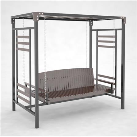 ชิงช้า 3 ที่นั่ง BUA DESIGN SPRING ECO WOOD สี OAK/ดำ_1