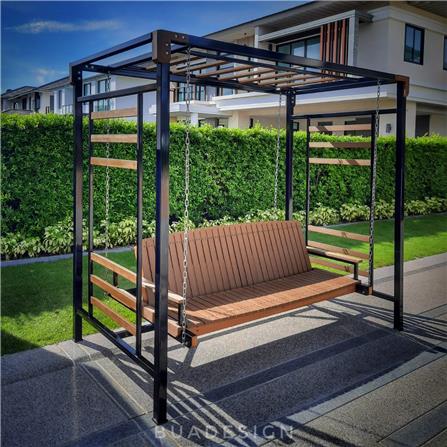 ชิงช้า 3 ที่นั่ง BUA DESIGN SPRING ECO WOOD สีไม้ธรรมชาติ/ดำ_2
