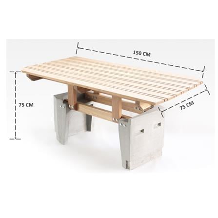 โต๊ะสนาม BUA DESIGN BUA STONE1.5 TABLE ECO WOOD 150 ซม. สีไม้ธรรมชาติ_6