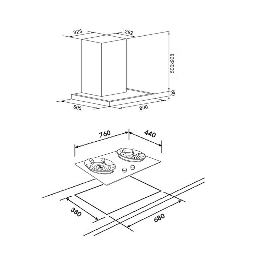 เตาฝัง+เครื่องดูดควัน TEKA GTS 76 2G+DDX 90.1