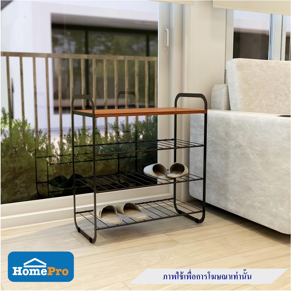 ชั้นวางรองเท้า 3 ชั้น STACKO FLEXI ท็อปไม้สีเอเชียนทีค 60x30x68 ซม. สีเทา