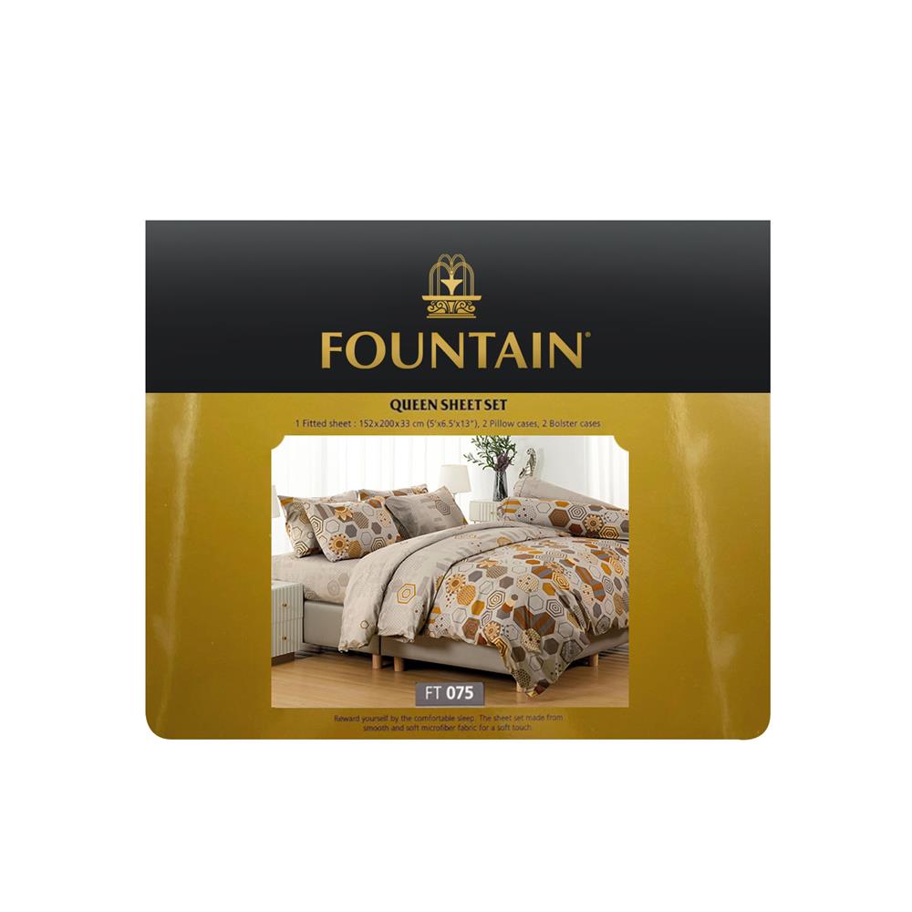 ชุดผ้าปูที่นอน 5 ฟุต 5 ชิ้น FOUNTAIN PRINTED 70107-FT075