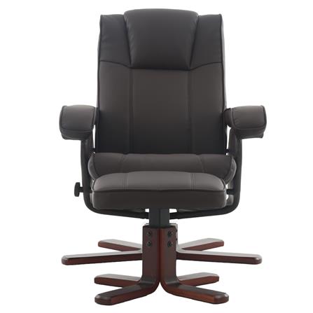 เก้าอี้ปรับเอนนอนขาหมุนพร้อมที่พักเท้า FURDINI SCANDIC PVC สีน้ำตาล_2