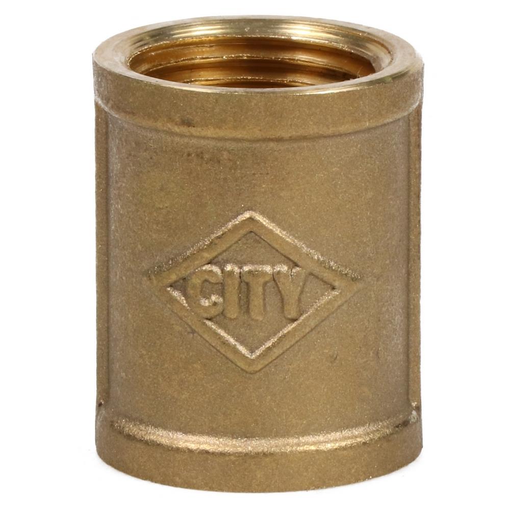 ข้อต่อตรงทองเหลือง FF CITY 1/2 นิ้ว สีบรอนซ์เงิน