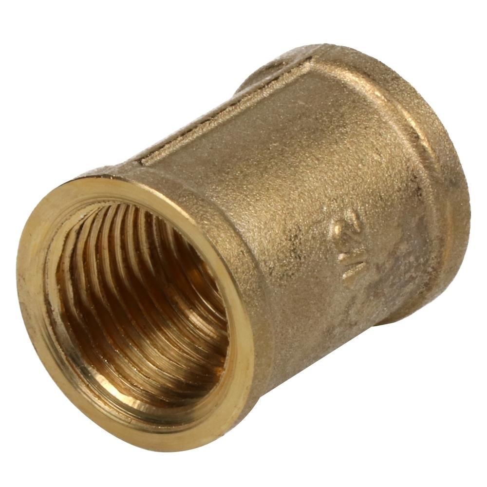 ข้อต่อตรงทองเหลือง FF CITY 1/2 นิ้ว สีบรอนซ์เงิน